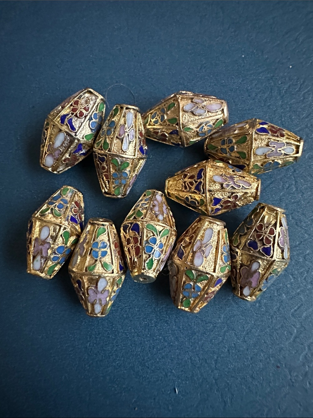 NEW listing - Rare Vintage LARGE Gold Cloisonné Beads